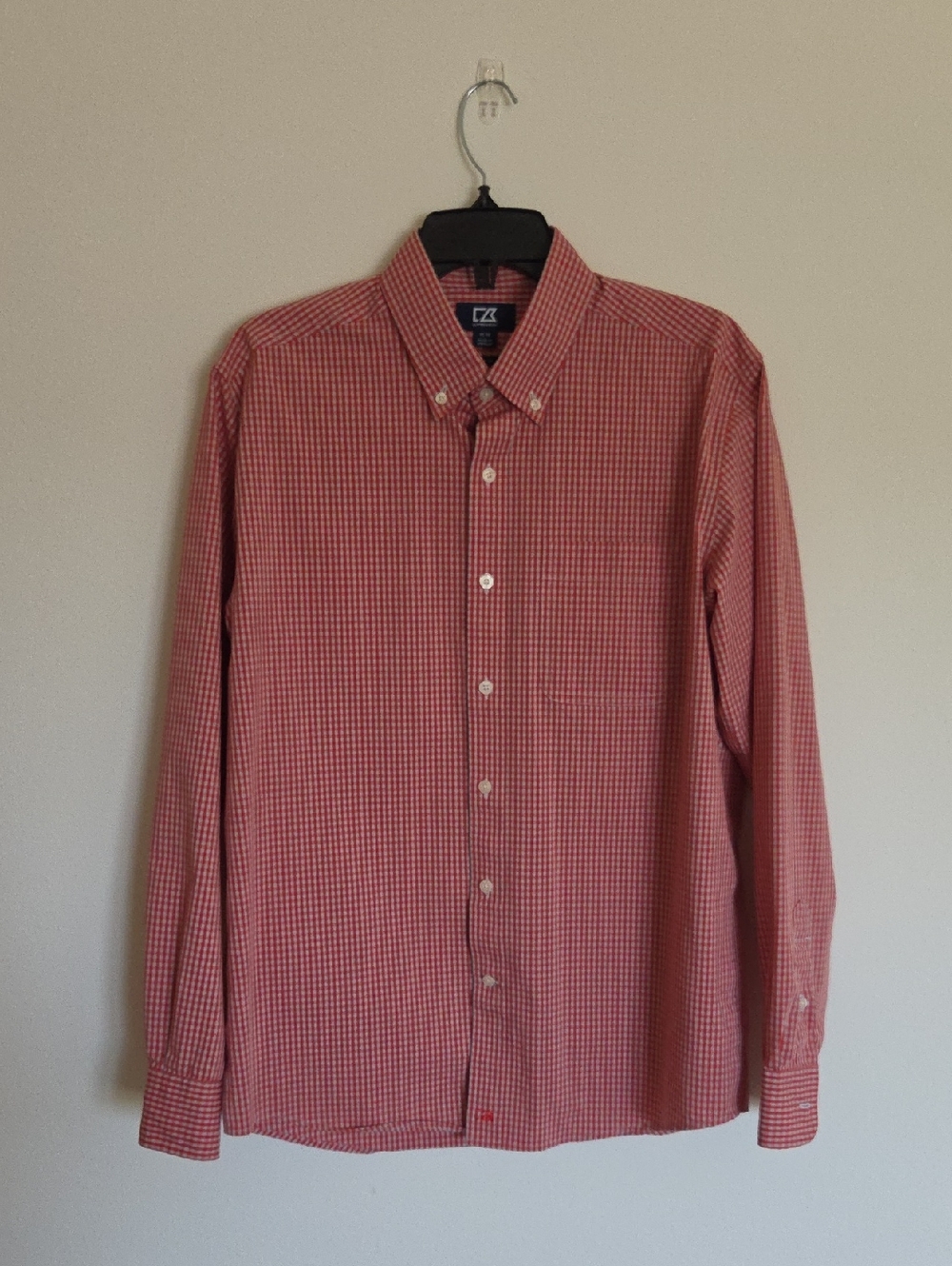 Cutter & Buck Red and White Gingham Button-Down Shirt